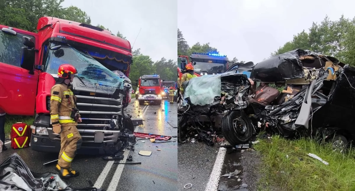 Tragiczny wypadek z udziałem busa i ciężarówki - jedna osoba nie żyje, cztery zostały ranne