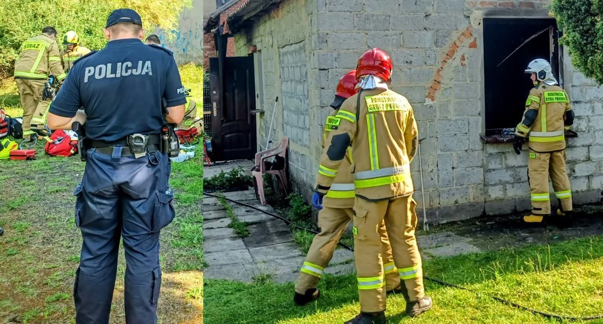 Pożar domu mieszkalnego w Kowalach. Poparzonego 63-latka zabrał śmigłowiec LPR