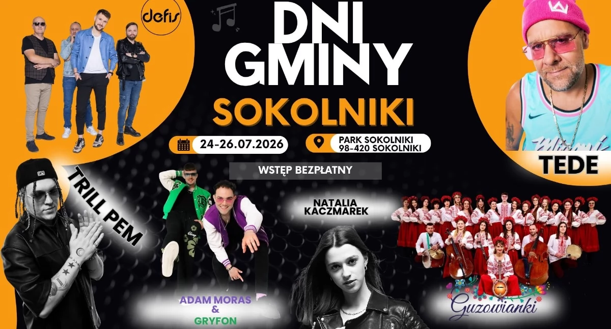 Dni Gminy Sokolniki 2026. Na scenie Tede, Defis, Trill Pem i Natalia Kaczmarek