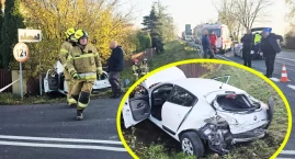 Wypadek z udziałem karetki pogotowia w Kamionce pod Wieluniem. Dwie osoby poszkodowane