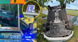 Samochód nauki jazdy dachował. Za kierownicą 19-letn&hellip;