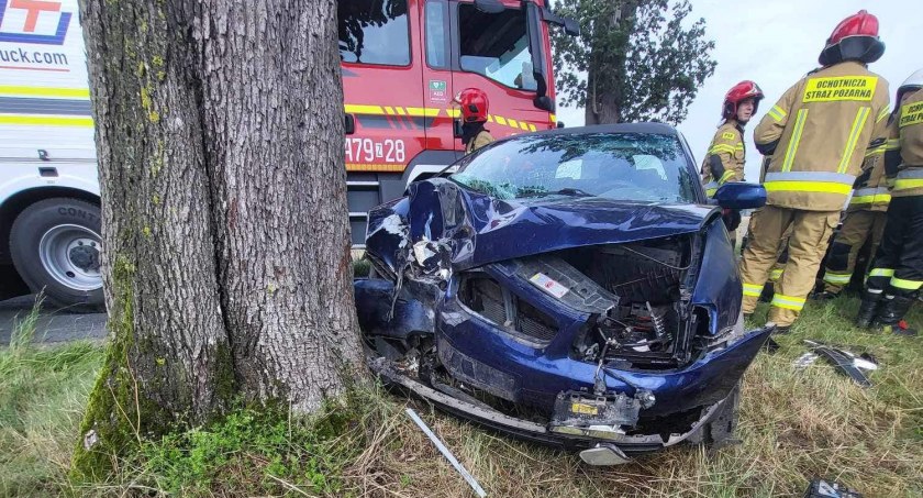 Audi zjechało z drogi i uderzyło w drzewo