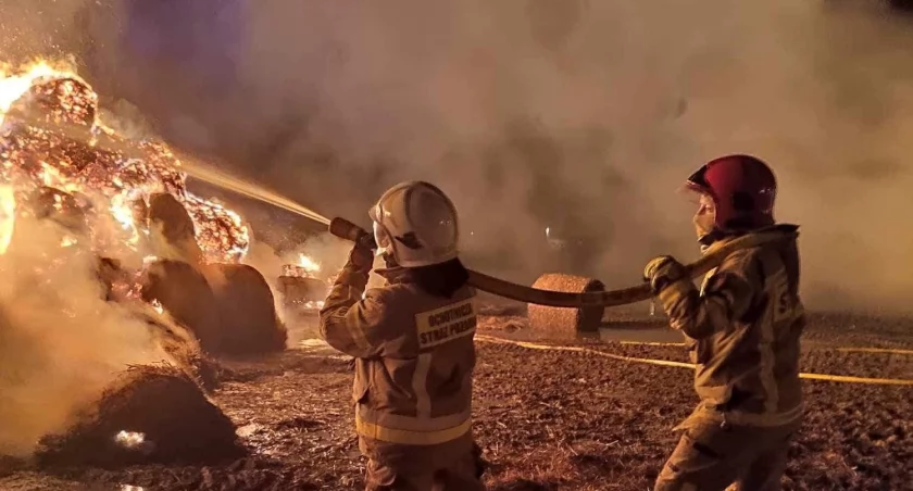 W Gościnie palą się stogi siana. Duża interwencja Straży Pożarnej w regionie 