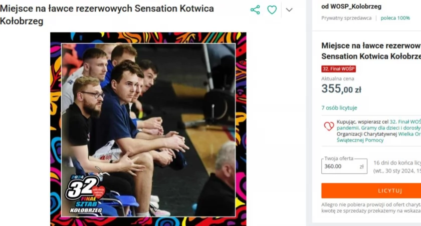 Miejsce na ławce rezerwowych koszykarskiej Kotwicy a może koszulka z  autografem A. Nawałki? Ruszyły aukcje sztabu WOŚP