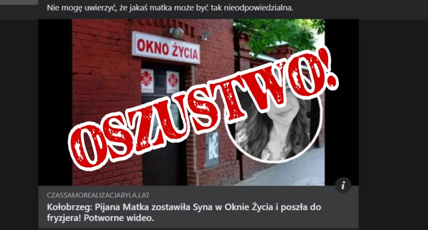 Pijana matka zostawiła syna w oknie życia? Uwaga na fake newsy - tak oszuści wyłudzają dane