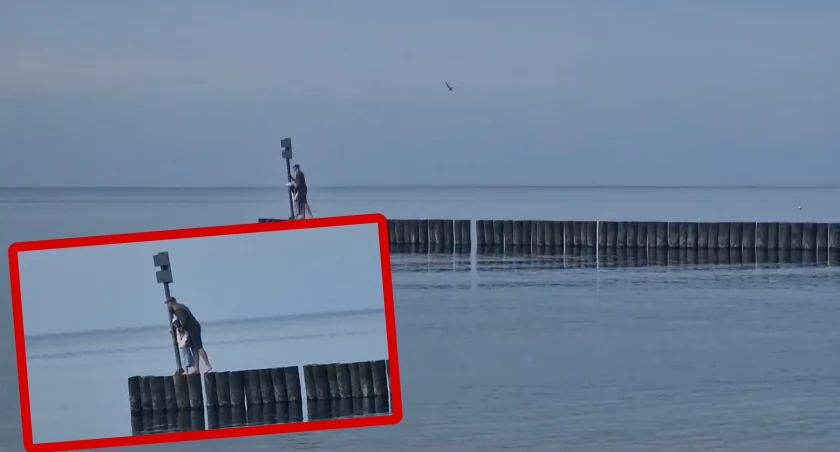 Z dzieckiem na końcu falochronu. Sezon na łamanie zakazów rozpoczęty | wideo