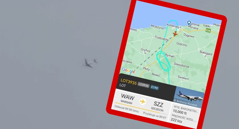 Musiał zawrócić przez burzę. LOT-owski Embraer krążył nad Kołobrzegiem