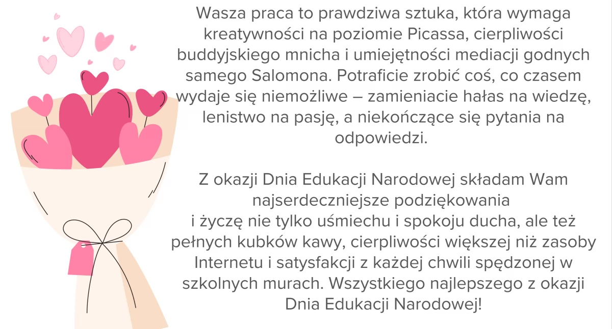 Drodzy Nauczyciele i Pracownicy Oświaty! Życzenia od Prezydent Miasta Kołobrzeg, Anny Mieczkowskiej