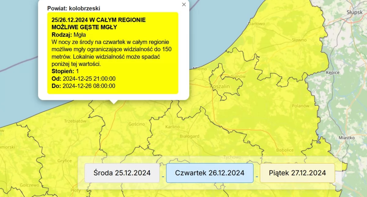 IMGW ostrzega przed gęstą mgłą. Wydano komunikat dla naszego powiatu