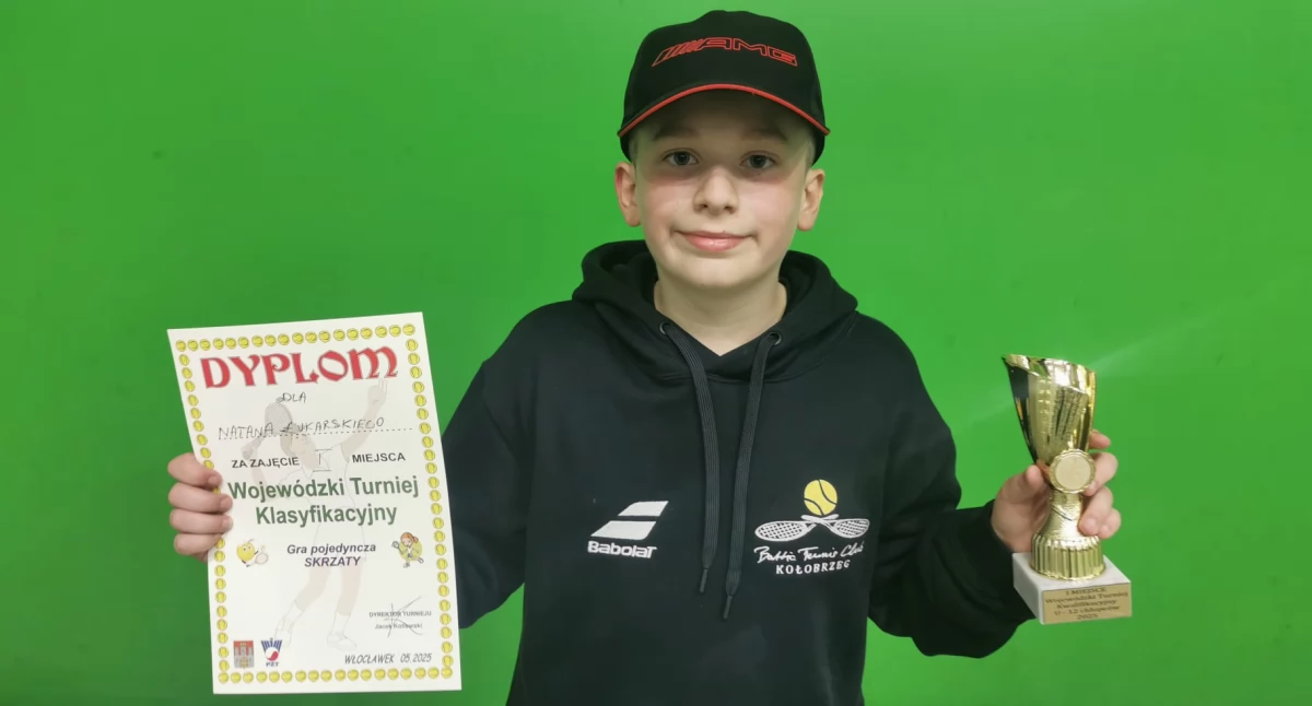 Udany start młodego tenisisty. Natan Łukarski zwycięża w turnieju we Włocławku