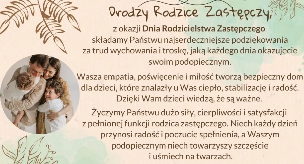 Życzenia z okazji Dnia Rodzicielstwa Zastępczego