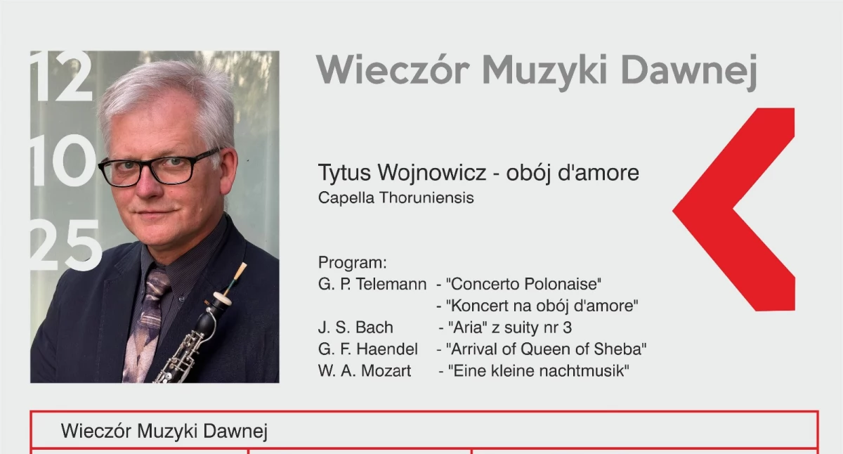 Wieczór z muzyką dawnych mistrzów. Tytus Wojnowicz i Capella Thoruniensis w RCK