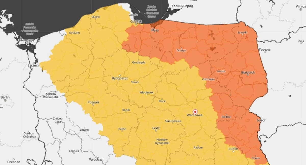 Żółty alert IMGW dla niemal całego regionu