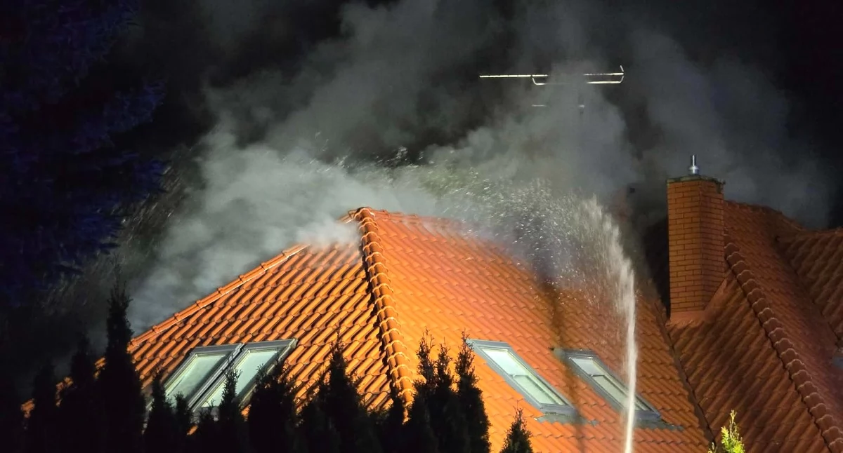 Strażacy walczą z pożarem. Ogień zaczął przenosić się na budynek mieszkalny