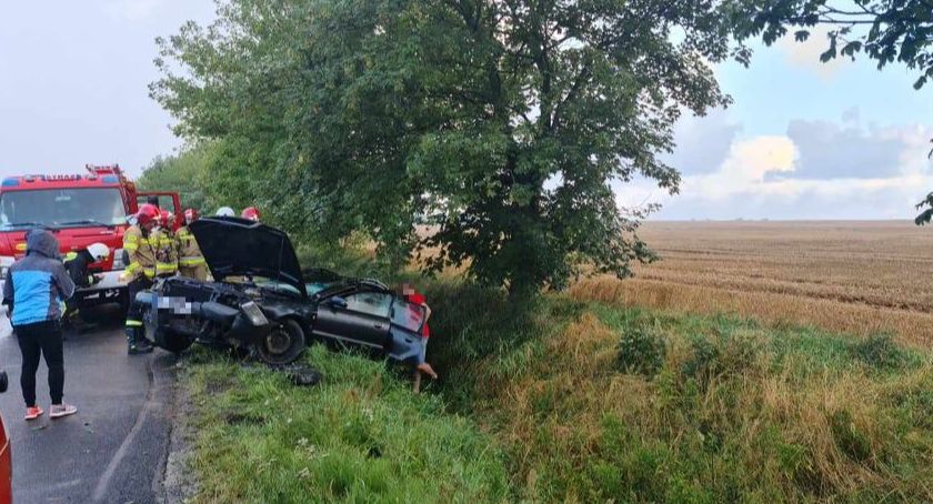 Samochód wypadł z drogi. Ruch wahadłowy pod Kołobrzegiem