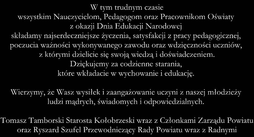 Życzenia z okazji Dnia Edukacji Narodowej 