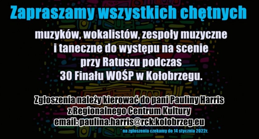 Chcesz zagrać lub wystąpić podczas 30 Finału WOŚP? Zgłoś się do Regionalnego Centrum Kultury