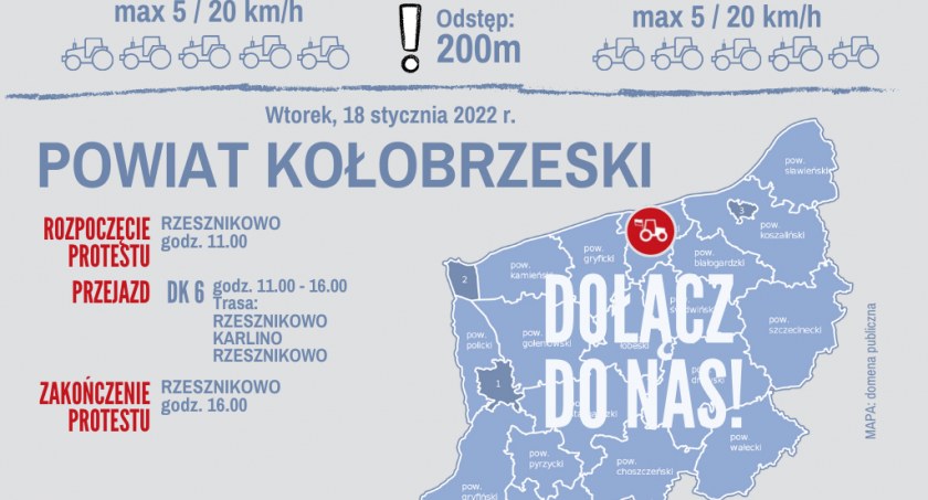 Protest rolników. We wtorek wyjadą na ulice powiatu kołobrzeskiego