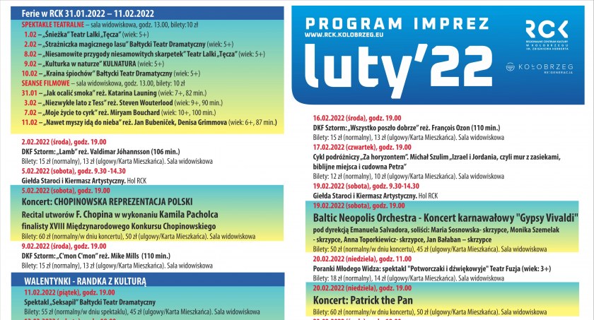 Kulturalny luty z RCK (program imprez)