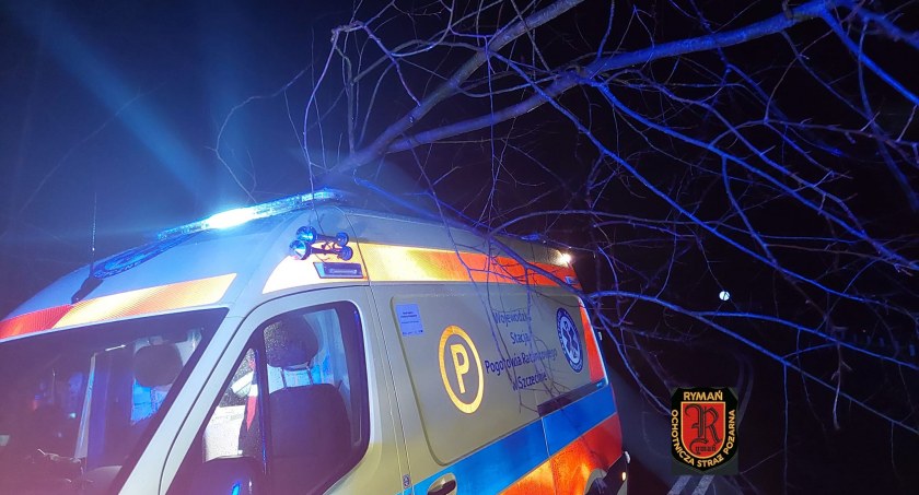 Drzewo runęło na karetkę pogotowia. Ratownicy mieli ogromne szczęście 
