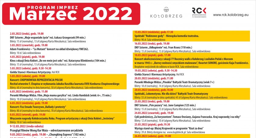 Kulturalny marzec z RCK (program imprez)