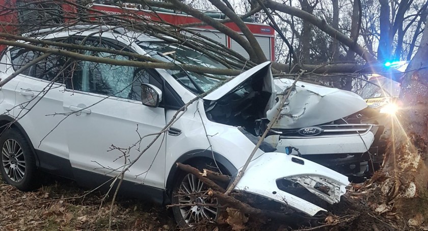 Ford uderzył w drzewo. Interweniowały służby z powiatów kołobrzeskiego i gryfickiego