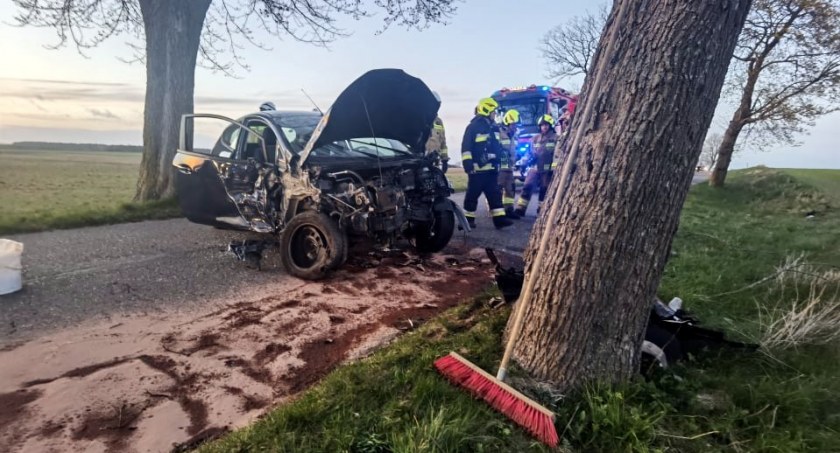Straciła panowanie nad pojazdem, który uderzył w drzewo (foto)