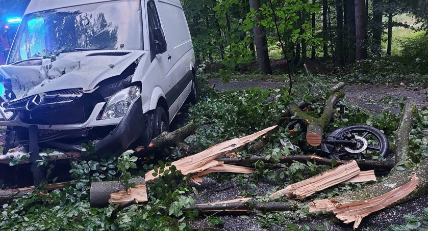Wjechali w powalone drzewo. Droga pomiedzy Kołobrzegiem a Gościnem zablokowana