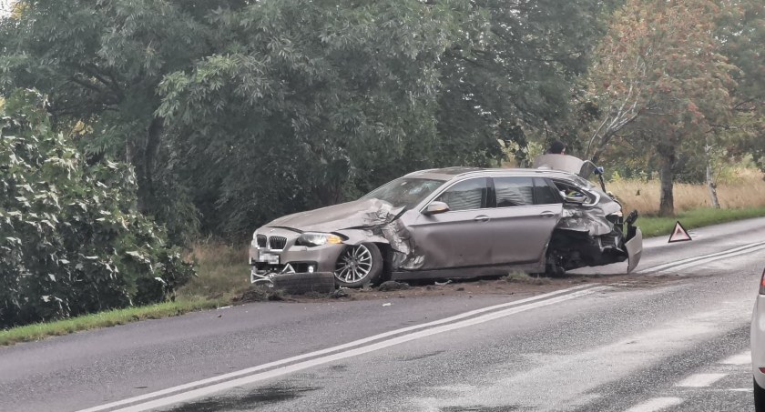 BMW uderzyło w drzewo i słup energetyczny