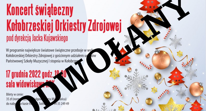 Komunikat RCK: Koncert świąteczny Kołobrzeskiej Orkiestry Zdrojowej odwołany