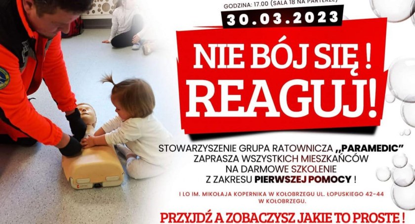 Nie bój sięI Reaguj! Darmowy kurs pierwszej pomocy dla chętnych mieszkańców Kołobrzegu