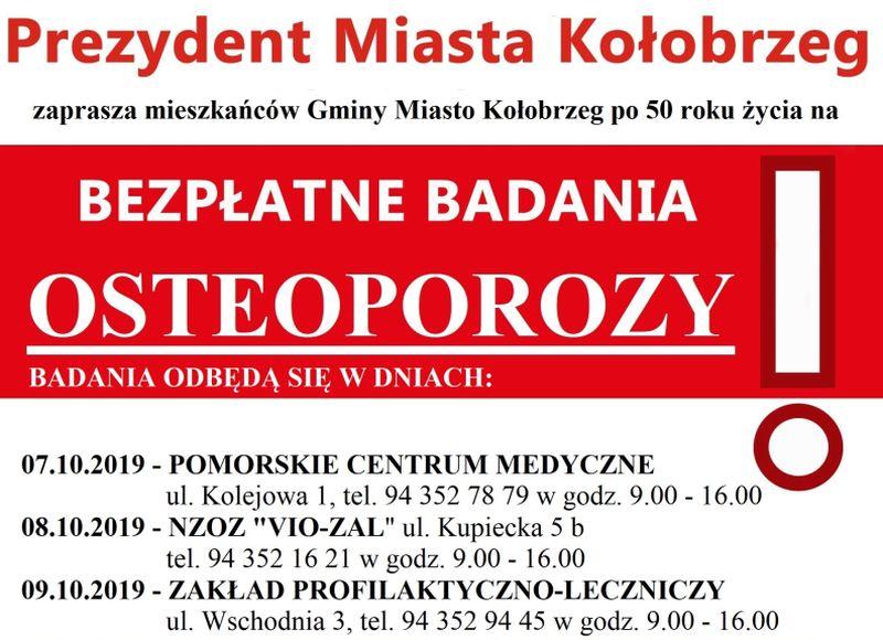 Bezpłatne badania osteoporozy