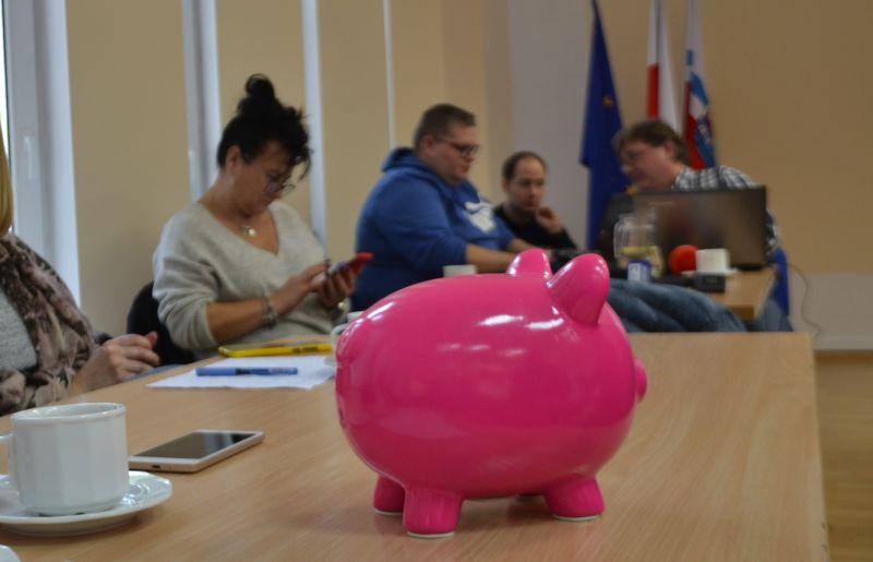 Świnka skarbonka na sesji Rady Miasta. Radni sami próbują się dyscyplinować