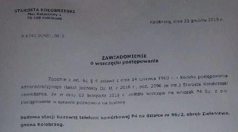 W Zieleniewie ma powstać maszt telekomunikacyjny. Część mieszkańców szykuje się do protestu
