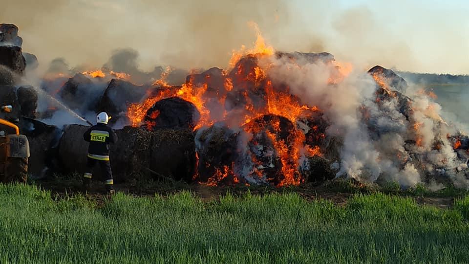 Pożar w Sarbii: Płonęły baloty słomy (foto)