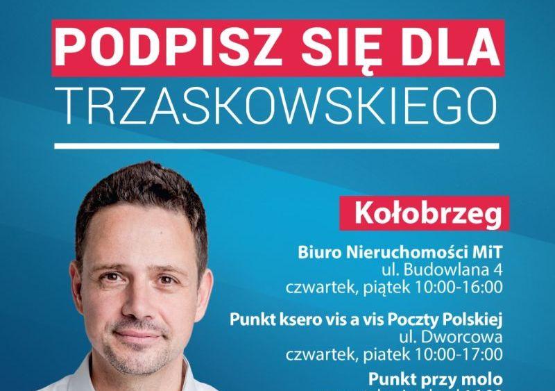 Sympatycy Rafała Trzaskowskiego zachęcają do złożenia podpisów poparcia (ogłoszenie)