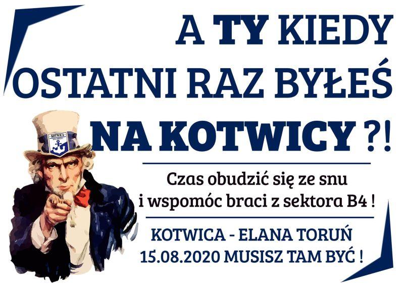 15 sierpnia mecz z Elaną Toruń. Kibice Kotwicy mobilizują się na to spotkanie
