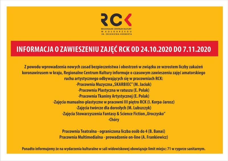 Regionalne Centrum Kultury zawiesza zajęcia
