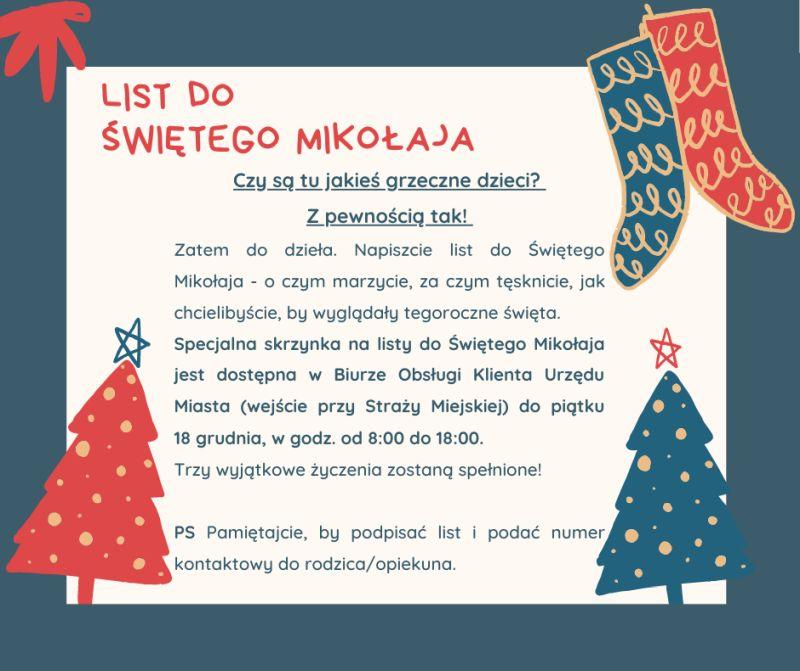 Uwaga dzieci – napiszcie list do św. Mikołaja! Będzie można go wrzucić do specjalnej skrzynki przy urzędzie