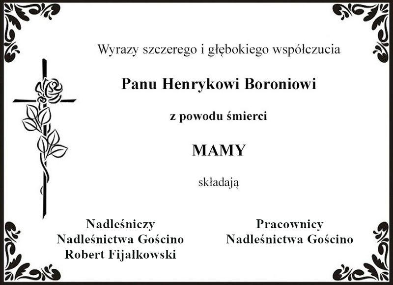 Kondolencje dla Henryka Boronia