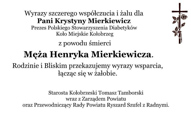 Kondolencje dla Pani Krystyny Mierkiewicz