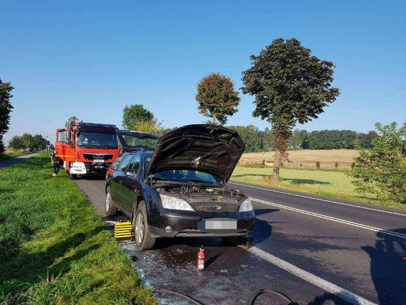 Interwencja straży pożarnej na krajowej szóstce