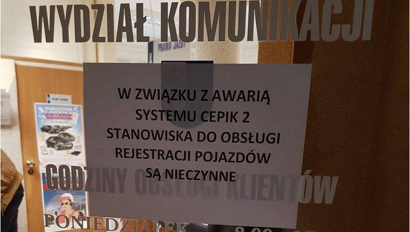 Awaria w Wydziale Komunikacji