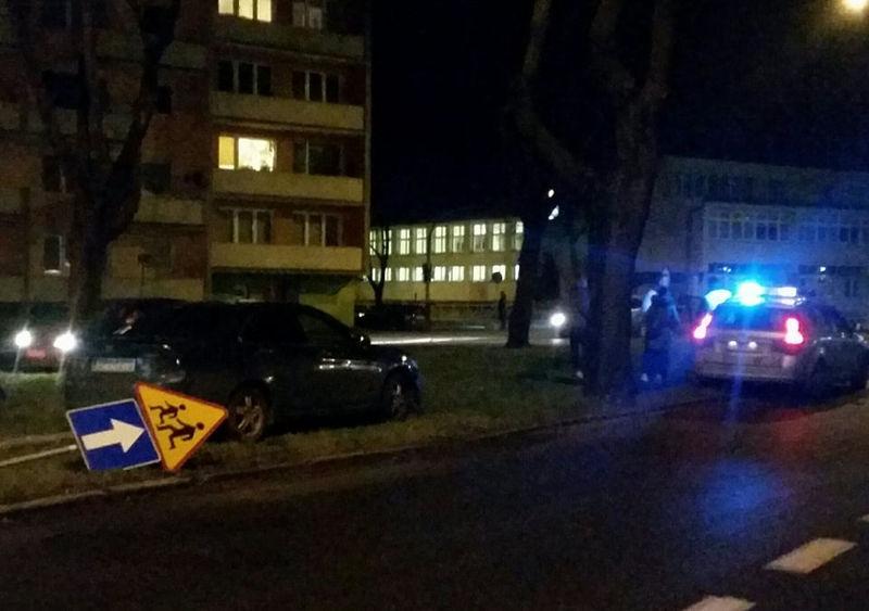 Auto wypadło z drogi i uszkodziło sygnalizację świetlną