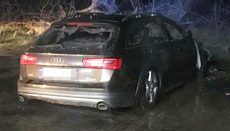 Przy krajowej szóstce spłonęło Audi