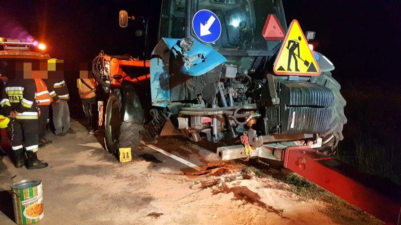 Ciężarówka uderzyła w ciągnik 