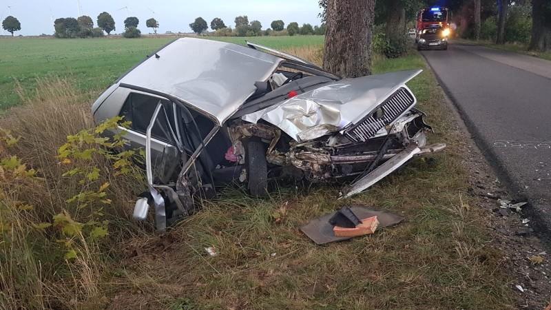 Uciekała przed zderzeniem i uderzyła w drzewo