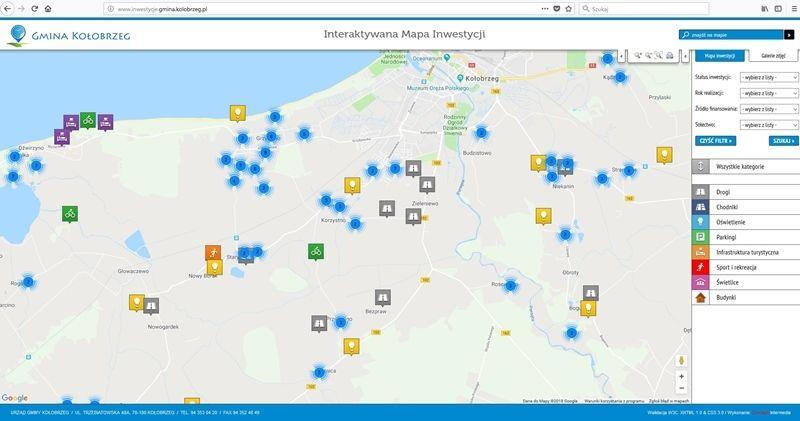 Interaktywana mapa inwestycji Gminy Kołobrzeg 
