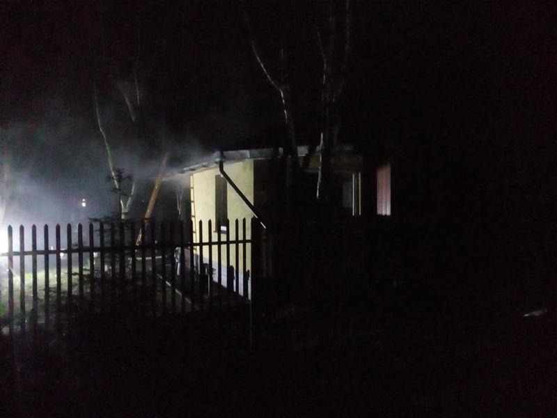 Pożar domku letniskowego w Grzybowie