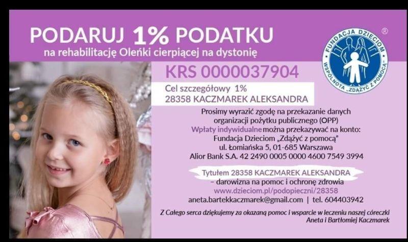 1 % podatku na rehabilitację Oleńki